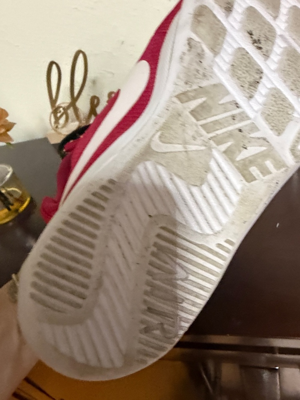Nike women Red and White Air Mesh Sneaker - Picture 7 of 7